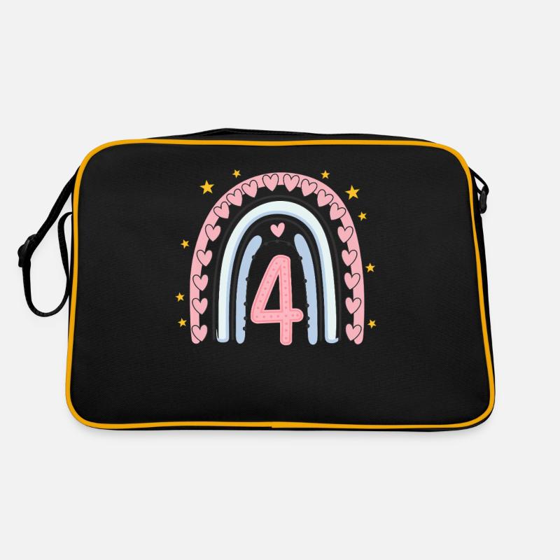 Coeur mignon 4e anniversaire et design arc-en-ciel Sac Retro