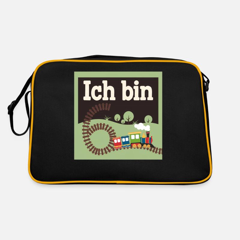 Ich bin 6 Zug Eisenbahn 6. Geburtstag - Retro Tasche - Schwarz/Gold