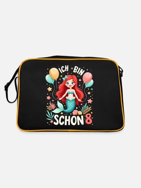 I'm already 8 Mermaid Birthday Girl - Retro Bag - black/gold - Back