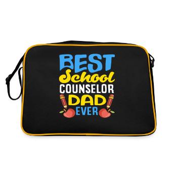 Bester Schulberater Papa Aller Zeiten - Retro Tasche - Schwarz/Gold - Hinten