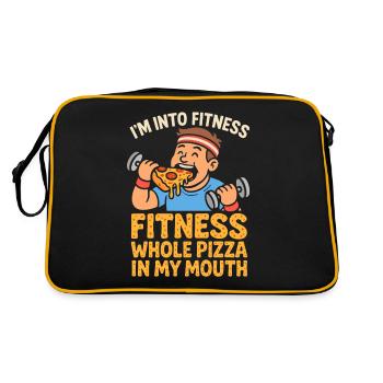 Ich bin in Fitness - Fitness ganze Pizza in meinem - Retro Tasche - Schwarz/Gold - Hinten