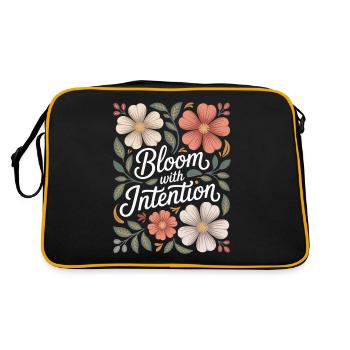 Blühe Mit Absicht Boho Blumen Vintage - Retro Tasche - Schwarz/Gold - Hinten