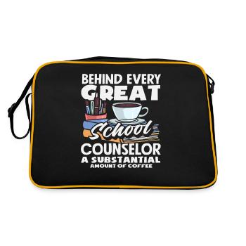 Hinter Jedem Großen Schulberater Eine Menge Kaffee - Retro Tasche - Schwarz/Gold - Hinten