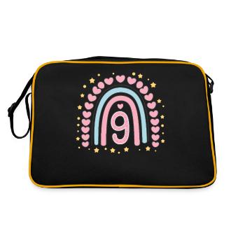 Coeur mignon du 9e anniversaire et design arc-en-ciel - Sac Retro - noir/or - Dos