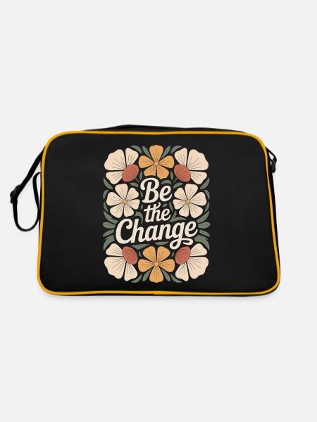 Boho Flower Vintage Motivational Quote Design Be the - Retro Bag - black/gold - Back