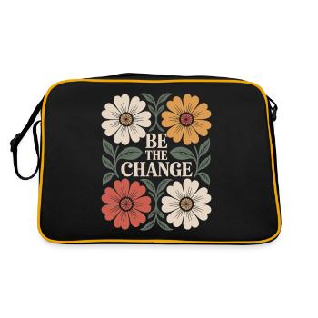 Be the Change Vintage Floral Inspiration Quote - Retro Bag - black/gold - Back