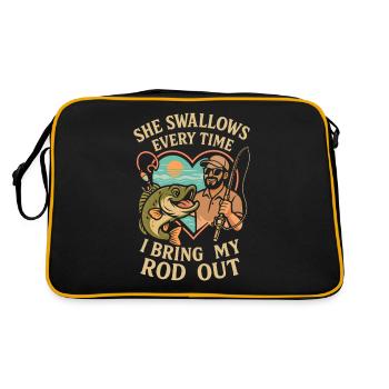 Sie schluckt jedes Mal, wenn ich meine Rute - Retro Tasche - Schwarz/Gold - Hinten