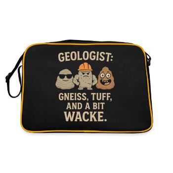 Geologe: Gneis, Tuff und ein bisschen Wacke - Retro Tasche - Schwarz/Gold - Hinten