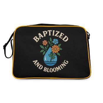 Getauft Und Erblühend Blumen Motiv - Retro Tasche - Schwarz/Gold - Hinten