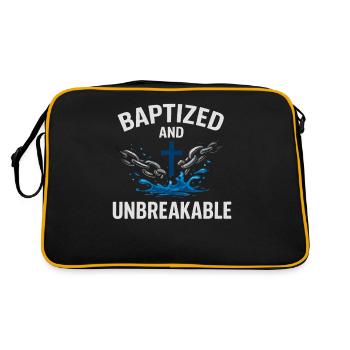 Getauft Und Unzerbrechlich Glaubensstärke - Retro Tasche - Schwarz/Gold - Hinten