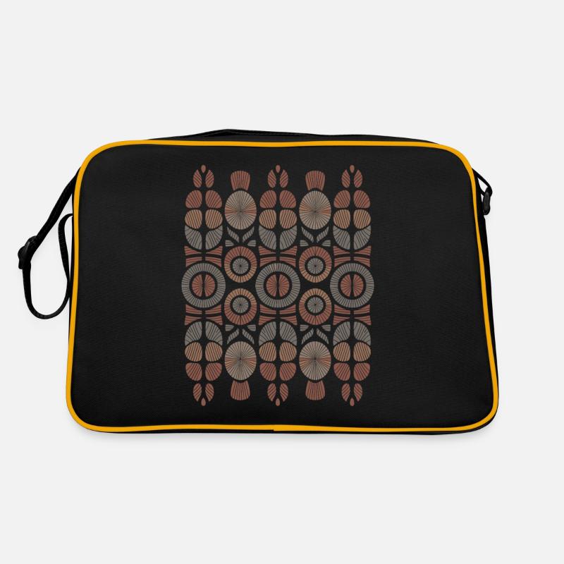 African Boho Pattern Circles and Leaves Retro Bag