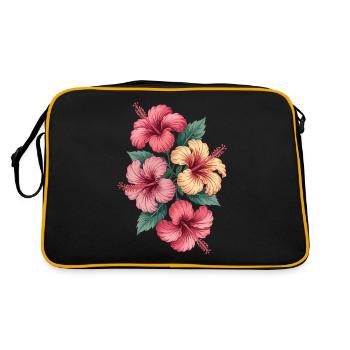 Tropical Hibiscus Flowers Splendor - Retro Bag - black/gold - Back