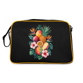 Tropical fruit with hibiscus and - Retro Bag - black/gold - Back