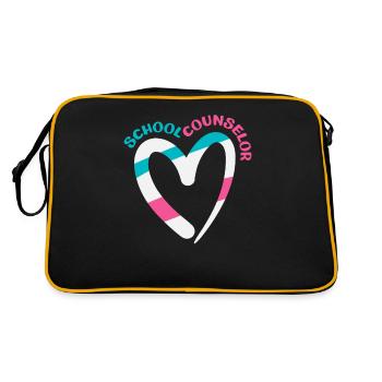 Schulberater Herz Form Bunt - Retro Tasche - Schwarz/Gold - Hinten
