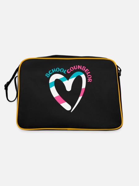 Schulberater Herz Form Bunt - Retro Tasche - Schwarz/Gold - Hinten