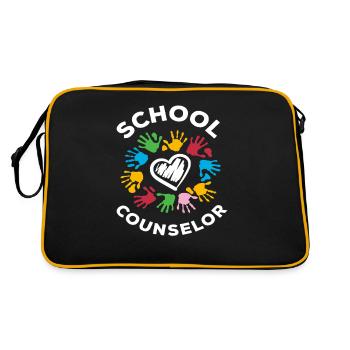 Schulberater Herz Handabdrücke - Retro Tasche - Schwarz/Gold - Hinten