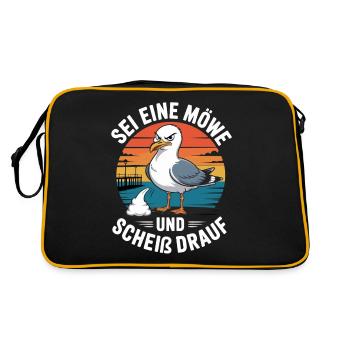 Sei Eine Möwe und Scheiß drauf - Retro Tasche - Schwarz/Gold - Hinten