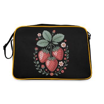Fraises gaies avec décoration florale - Sac Retro - noir/or - Dos