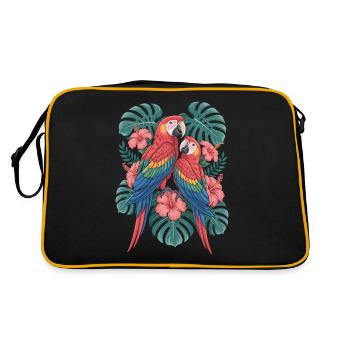 Perroquets exotiques aux fleurs tropicales - Sac Retro - noir/or - Dos
