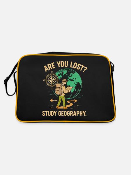 Haben Sie sich verlaufen? Geographie studieren - Retro Tasche - Schwarz/Gold - Hinten