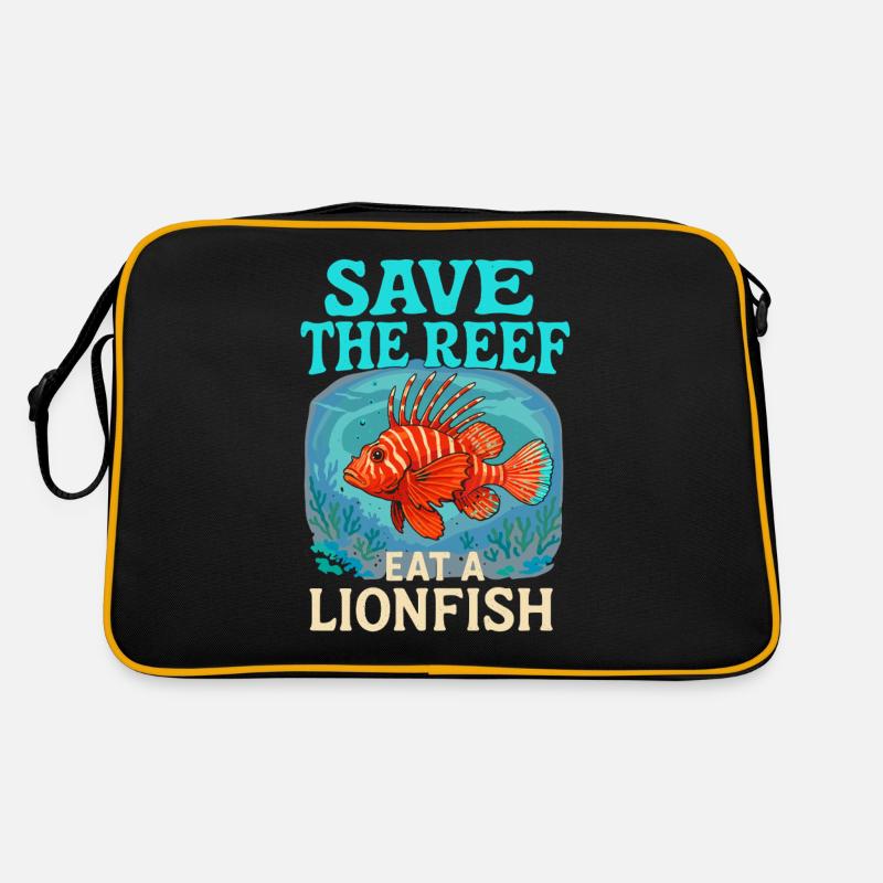 Rettet das Riff Esst einen Rotfeuerfisch Retro Tasche