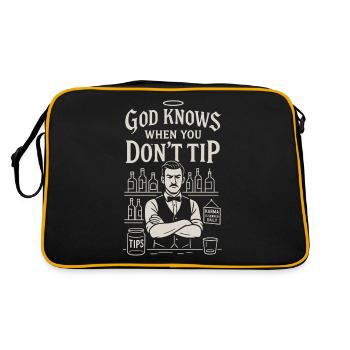 Gott weiß, wenn du kein Trinkgeld gibst - Retro Tasche - Schwarz/Gold - Hinten