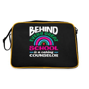 Hinter Jeder Guten Schule Steht Ein Fürsorglicher - Retro Tasche - Schwarz/Gold - Hinten