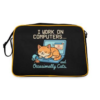 Ich arbeite an Computern und gelegentlich an - Retro Tasche - Schwarz/Gold - Hinten