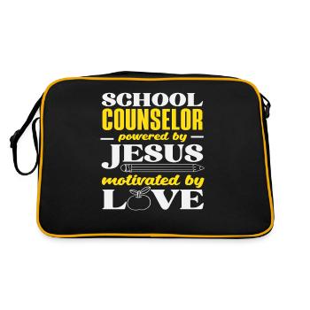 Schulberater Von Jesus Angetrieben Und Liebe - Retro Tasche - Schwarz/Gold - Hinten