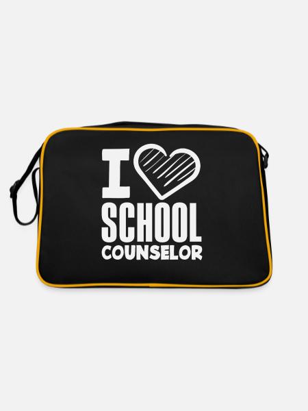 Ich Liebe Schulberater Herz Motiv - Retro Tasche - Schwarz/Gold - Hinten