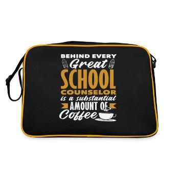 Hinter Jedem Großen Schulberater Viel Kaffee - Retro Tasche - Schwarz/Gold - Hinten