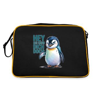 Hey je te connais Illustration pingouin - Sac Retro - noir/or - Dos