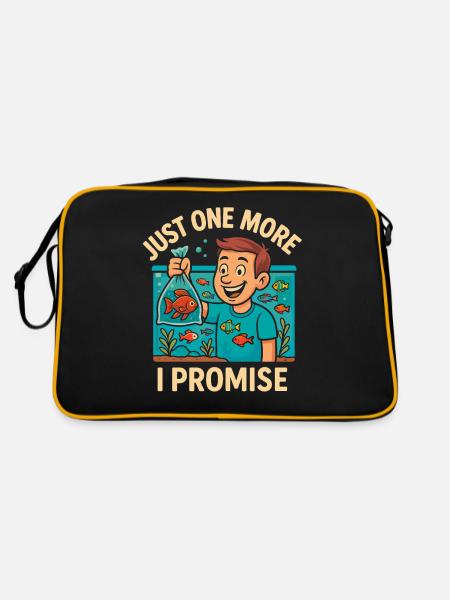 Nur noch ein Fisch, versprochen - Retro Tasche - Schwarz/Gold - Hinten