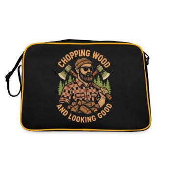 Holz hacken und gut aussehen - Retro Tasche - Schwarz/Gold - Hinten