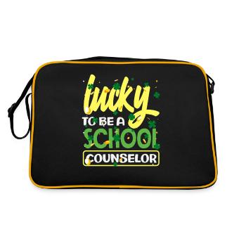 Glücklich Als Schulberater - Retro Tasche - Schwarz/Gold - Hinten