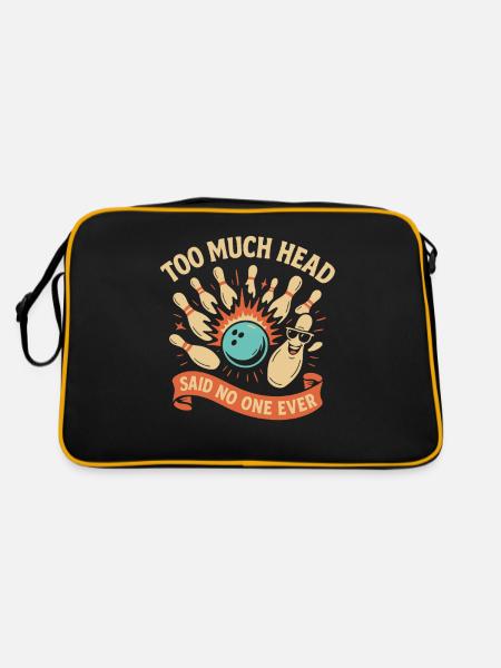 Zu viel Kopf sagte nie jemand - Retro Tasche - Schwarz/Gold - Hinten
