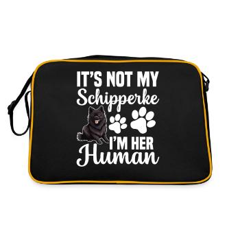 Es Ist Nicht Mein Schipperke, Ich Bin Ihr Mensch - Retro Tasche - Schwarz/Gold - Hinten