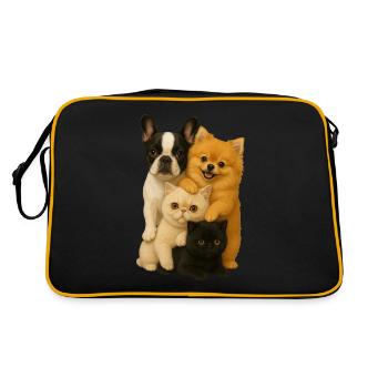 Bouledogue français Poméranien exotique à poil court - Sac Retro - noir/or - Dos