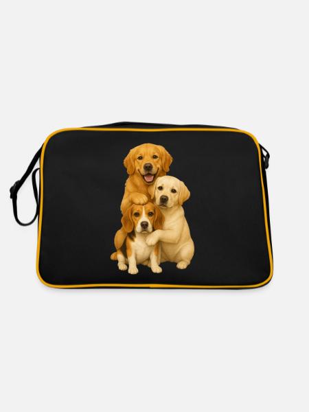 Golden Retriever Labrador Beagle - Retro Bag - black/gold - Back