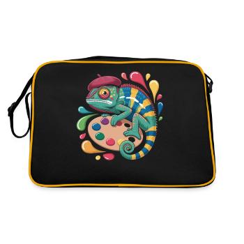 Artist chameleon with palette for creative minds - Retro Bag - black/gold - Back