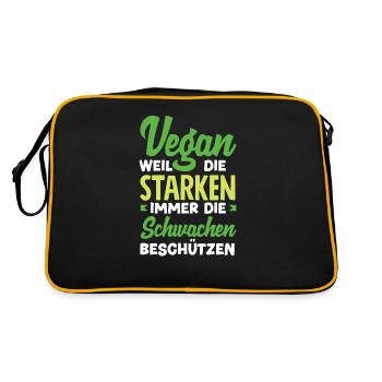Attention Je suis végétalien Drôle Cadeau végétalien - Sac Retro - noir/or - Dos