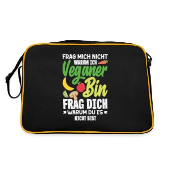 Attention Je suis végétalien Drôle Cadeau végétalien - Sac Retro - noir/or - Dos