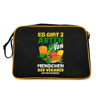 Attention Je suis végétalien Drôle Cadeau végétalien - Sac Retro - noir/or - Dos