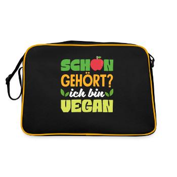 Attention Je suis végétalien Drôle Cadeau végétalien - Sac Retro - noir/or - Dos