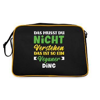 Attention Je suis végétalien Drôle Cadeau végétalien - Sac Retro - noir/or - Dos