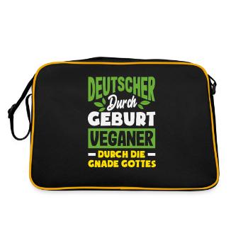 Attention Je suis végétalien Drôle Cadeau végétalien - Sac Retro - noir/or - Dos