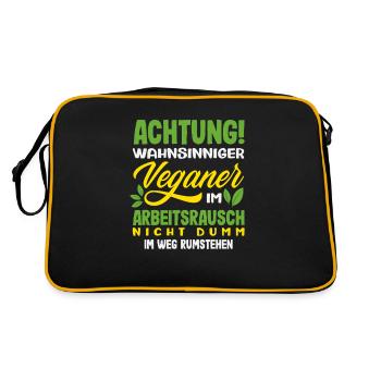 Attention Je suis végétalien Drôle Cadeau végétalien - Sac Retro - noir/or - Dos