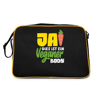 Attention Je suis végétalien Drôle Cadeau végétalien - Sac Retro - noir/or - Dos