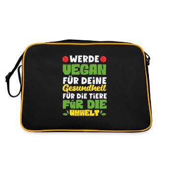 Attention Je suis végétalien Drôle Cadeau végétalien - Sac Retro - noir/or - Dos
