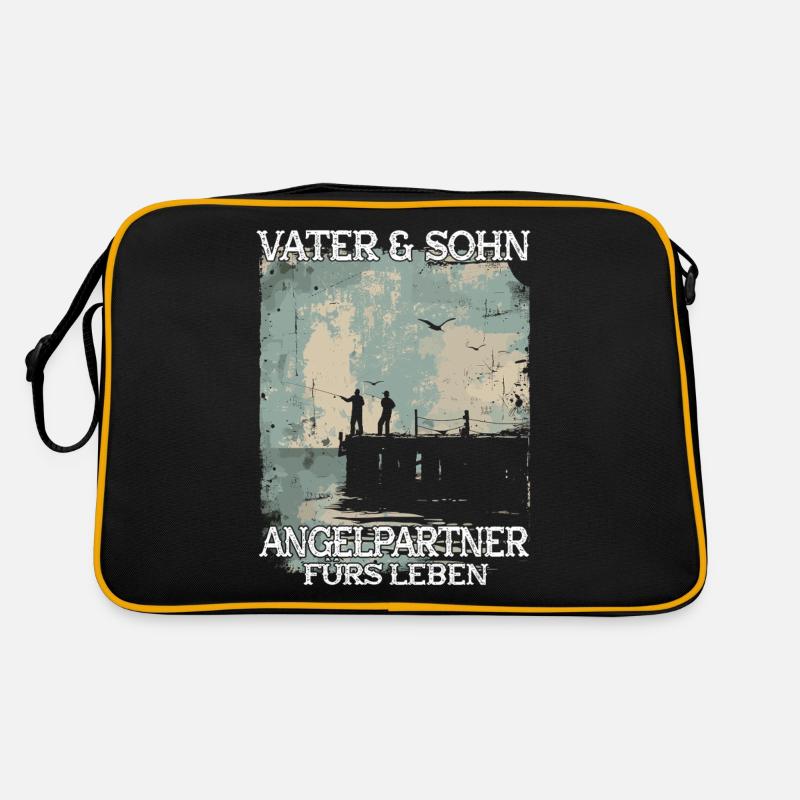 Father and son as fishing partners Retro Bag